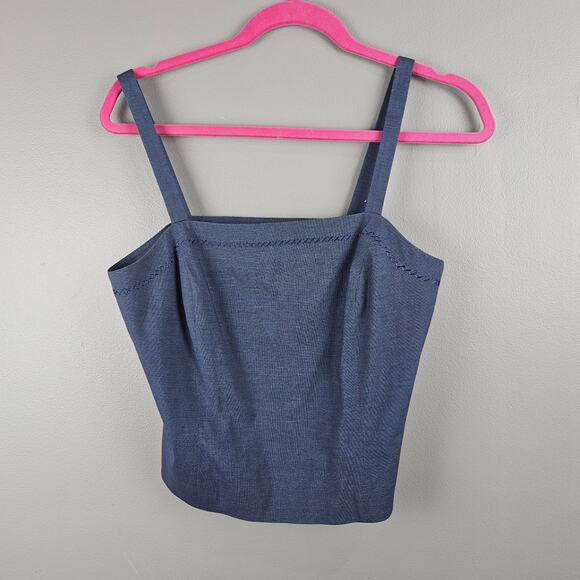 Ann Taylor Tops - Vintage Ann Taylor Blue Corset Inspired Chic Minimalist Coastal Top Y2k Size 6